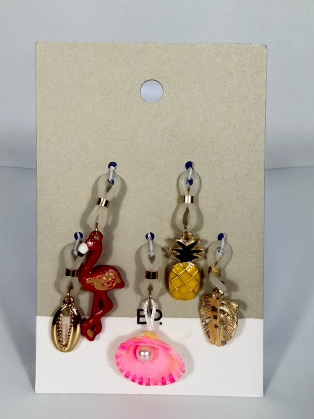 BP. Tropical Charm Set NWT Flamingo Pineapple Palm Shell Gold Pink 5pc - Picture 2 of 3